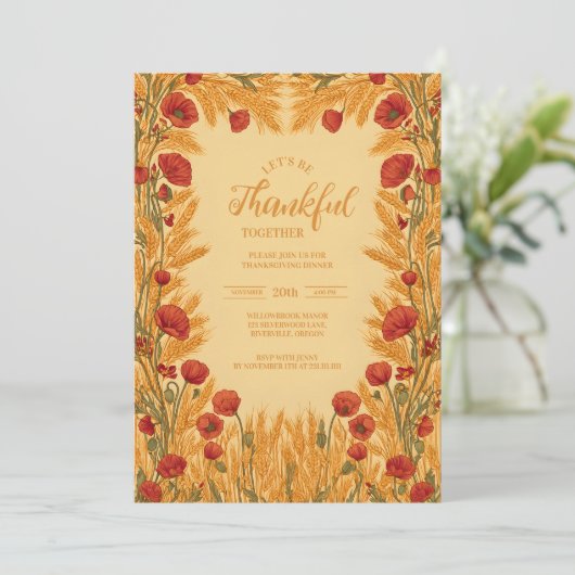 Invitation Célébration de l'Action de grâce du blé d'or (Debout devant)
