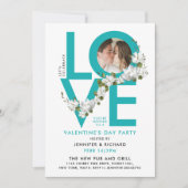 Invitation Célébration de l'amour turquoise amusante Script P (Devant)
