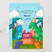 Invitation Célébration de l'anniversaire de Dinosaur (Devant / Derrière)