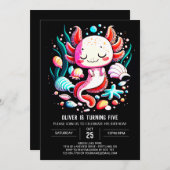 Invitation Célébration de l'Anniversaire de enfant Ocean Axol (Devant / Derrière)