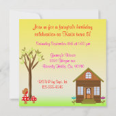 Invitation Célébration de l'anniversaire de Little Riding Hoo (Dos)