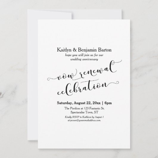 Invitation Célébration de l'anniversaire du renouvellement de (Devant)