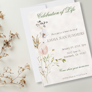 Invitation Célébration de l'aquarelle Fleur sauvage de vie