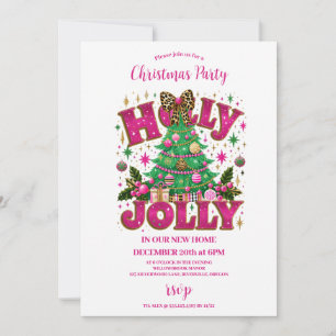 Invitation Célébration de Leopard Bow Holly Jolly