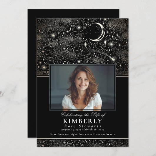 Invitation Célébration de l'étoile tombée de la vie funéraire (Devant / Derrière)