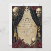 Invitation Célébration de l'Halloween à crâne Vintage foncé (Devant)