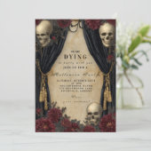 Invitation Célébration de l'Halloween à crâne Vintage foncé (Debout devant)