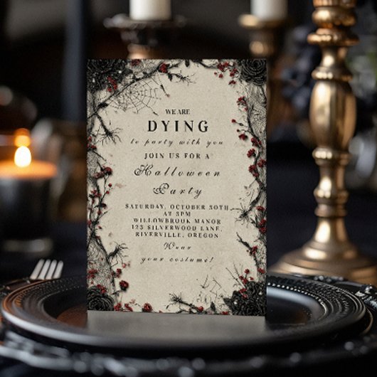 Invitation Célébration de l'Halloween Rose gothique