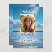 Invitation Célébration de Life Memorial Beach Océan & Poem (Devant / Derrière)
