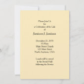 Invitation Célébration de l'invitation à la vie, Papillon ora (Dos)