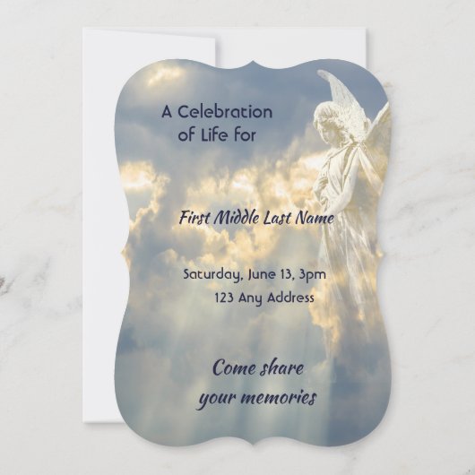 Invitation Célébration de l'Invitation de vie Angel Sky Cloud (Dos)