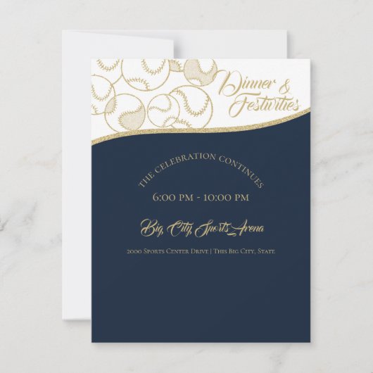 Invitation Célébration de l'or de baseball de softball (Devant)