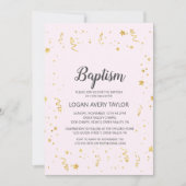 Invitation Célébration de l'or sur le baptême rose (Devant)