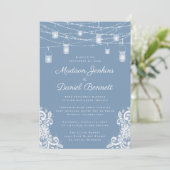 Invitation Célébration de mariage aux lumières bleues poussié (Debout devant)