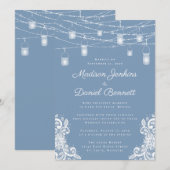 Invitation Célébration de mariage aux lumières bleues poussié (Devant / Derrière)