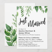 Invitation Célébration de mariage avec verdure à l'aquarelle (Devant / Derrière)