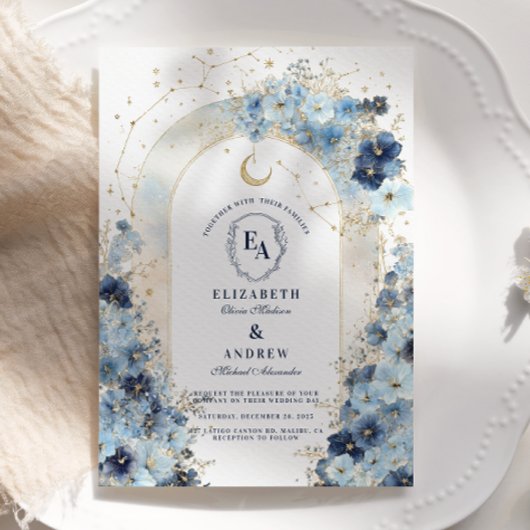 Invitation Célébration de mariage bohème luxe céleste