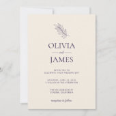 Invitation Célébration de mariage botanique violet de minuit (Devant)