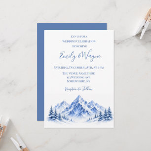 Invitation Célébration de mariage dans les montagnes enneigée