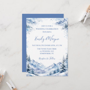 Invitation Célébration de mariage dans les montagnes enneigée