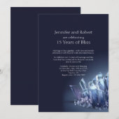 Invitation Célébration de mariage de 15 ans Blue Crystal (Devant / Derrière)