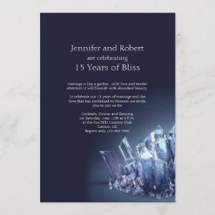 Invitation Célébration de mariage de 15 ans Blue Crystal