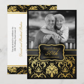 Invitation Célébration de mariage de 50 ans en Damassé Or Elé (Devant / Derrière)