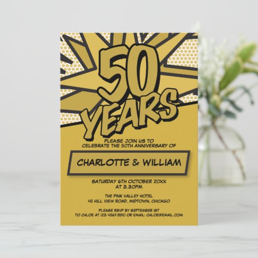 Invitation Célébration de mariage de 50 ans Fun 50e anniversa (Debout devant)