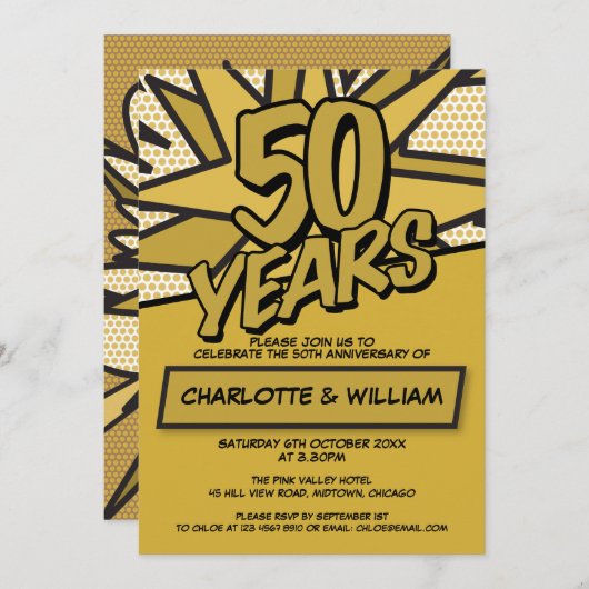 Invitation Célébration de mariage de 50 ans Fun 50e anniversa (Devant / Derrière)
