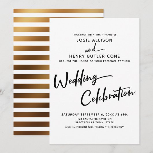 Invitation Célébration de mariage de calligraphie moderne ave (Devant / Derrière)