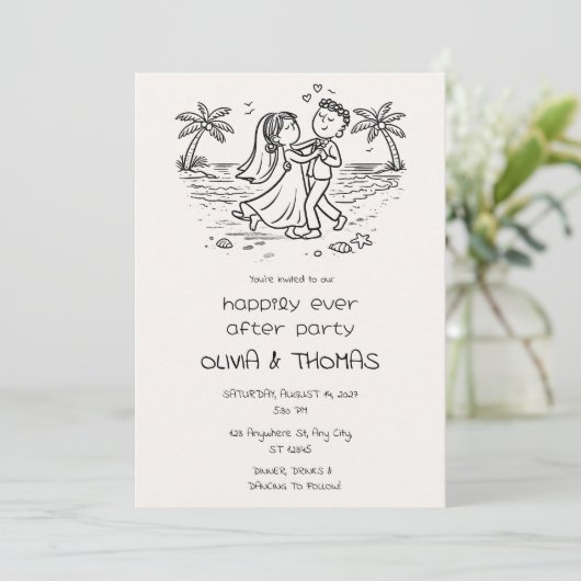 Invitation Célébration de mariage de plage pour toujours (Debout devant)