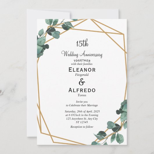 Invitation Célébration de mariage de verdure d'émeraude moder (Devant)