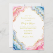 Invitation Célébration de mariage en agate rose bleu or (Devant)