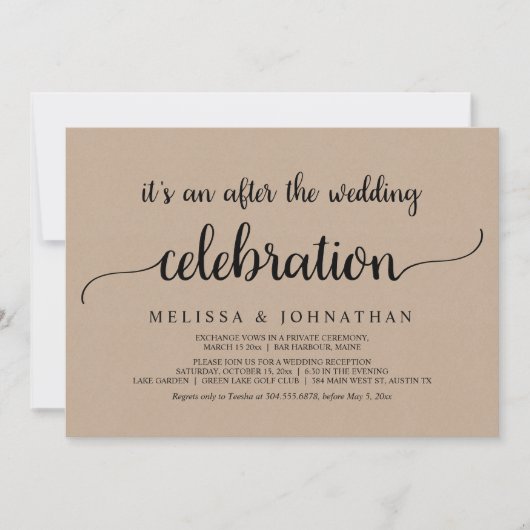 Invitation Célébration de mariage en fuite pour toujours heur (Devant)