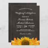 Invitation Célébration de mariage Feuilles d'érable Tournesol (Devant / Derrière)