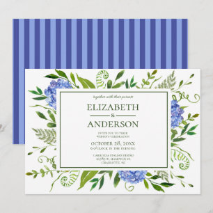 Invitation Célébration de mariage floral aux hortensias bleus