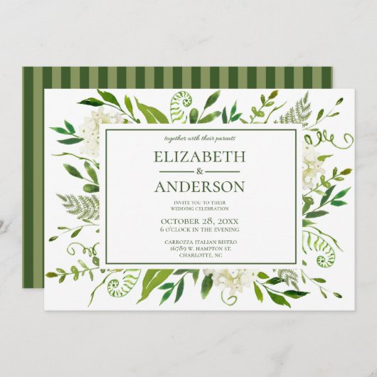 Invitation Célébration de mariage floral d'Hydrangea blanc (Devant / Derrière)