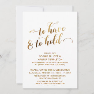 Invitation Célébration de mariage Gold To Have and To Hold