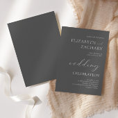 Invitation Célébration de mariage gris charbon blanc script