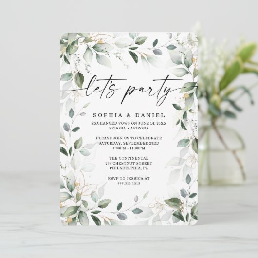 Invitation Célébration de mariage intime à l'aquarelle avec v (Debout devant)