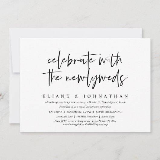 Invitation Célébration de mariage intime et décontracté (Devant)