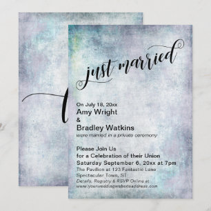 Invitation Célébration de mariage Just Married Grunge Pastel