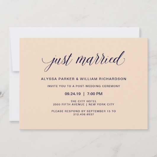 Invitation Célébration de mariage juste mariés de typographie (Devant)