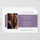 Invitation Célébration de mariage moderne violet blanc photo (Devant / Derrière)