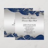 Invitation Célébration de mariage Navy Blue Orné de Tourbillo (Devant / Derrière)