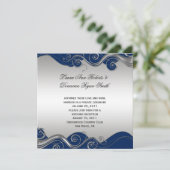 Invitation Célébration de mariage Navy Blue Orné de Tourbillo (Debout devant)