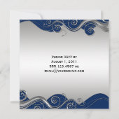 Invitation Célébration de mariage Navy Blue Orné de Tourbillo (Dos)