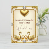 Invitation Célébration de mariage Perle Cygne Doré (Debout devant)