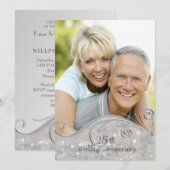 Invitation Célébration de mariage Sparkle Silver 25 ans (Devant / Derrière)