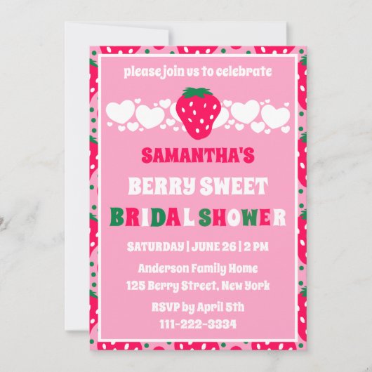 Invitation Célébration de mariage sucré Blush Berry (Devant)